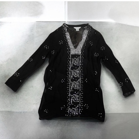 100% Silk V Neck Sequin Top Size 10 - Picture 12 of 12